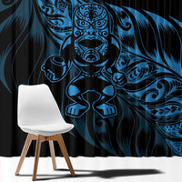 New Zealand Lawn Bowls Window Curtain Blue Maori Warrior Tribal Silver Fern LT9 - Polynesian Pride