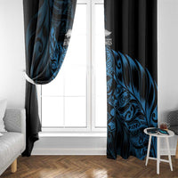 New Zealand Lawn Bowls Window Curtain Blue Maori Warrior Tribal Silver Fern LT9 - Polynesian Pride