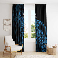 New Zealand Lawn Bowls Window Curtain Blue Maori Warrior Tribal Silver Fern LT9 - Polynesian Pride