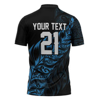 New Zealand Lawn Bowls Custom Zipper Polo Shirt Blue Maori Warrior Tribal Silver Fern LT9 - Polynesian Pride