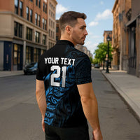 New Zealand Lawn Bowls Custom Zipper Polo Shirt Blue Maori Warrior Tribal Silver Fern LT9 - Polynesian Pride