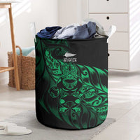 New Zealand Lawn Bowls Laundry Basket Green Maori Warrior Tribal Silver Fern LT9 Green - Polynesian Pride