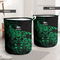 New Zealand Lawn Bowls Laundry Basket Green Maori Warrior Tribal Silver Fern LT9 - Polynesian Pride