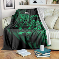 New Zealand Lawn Bowls Blanket Green Maori Warrior Tribal Silver Fern LT9 Green - Polynesian Pride