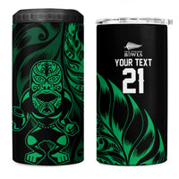 New Zealand Lawn Bowls Custom 4 in 1 Can Cooler Tumbler Green Maori Warrior Tribal Silver Fern LT9 One Size: 16 oz Green - Polynesian Pride