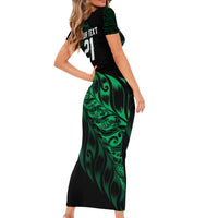 New Zealand Lawn Bowls Custom Family Matching Short Sleeve Bodycon Dress and Hawaiian Shirt Green Maori Warrior Tribal Silver Fern LT9 - Polynesian Pride