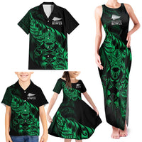 New Zealand Lawn Bowls Custom Family Matching Tank Maxi Dress and Hawaiian Shirt Green Maori Warrior Tribal Silver Fern LT9 - Polynesian Pride