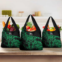 New Zealand Lawn Bowls Grocery Bag Green Maori Warrior Tribal Silver Fern LT9 3-pack One Size Green - Polynesian Pride