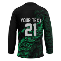 New Zealand Lawn Bowls Custom Hockey Jersey Green Maori Warrior Tribal Silver Fern LT9 - Polynesian Pride