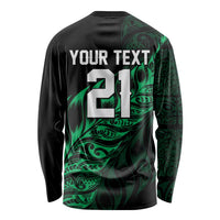 New Zealand Lawn Bowls Custom Long Sleeve Shirt Green Maori Warrior Tribal Silver Fern LT9 - Polynesian Pride