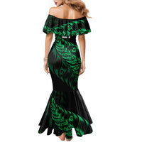 New Zealand Lawn Bowls Custom Mermaid Dress Green Maori Warrior Tribal Silver Fern LT9 - Polynesian Pride