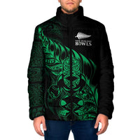 New Zealand Lawn Bowls Custom Padded Jacket Green Maori Warrior Tribal Silver Fern LT9 Men Green - Polynesian Pride
