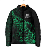 New Zealand Lawn Bowls Custom Padded Jacket Green Maori Warrior Tribal Silver Fern LT9 - Polynesian Pride