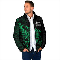 New Zealand Lawn Bowls Custom Padded Jacket Green Maori Warrior Tribal Silver Fern LT9 - Polynesian Pride