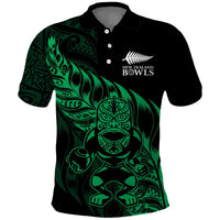 New Zealand Lawn Bowls Custom Polo Shirt Green Maori Warrior Tribal Silver Fern LT9 Green - Polynesian Pride