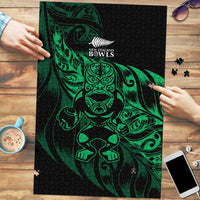 New Zealand Lawn Bowls Puzzle Green Maori Warrior Tribal Silver Fern LT9 Green - Polynesian Pride