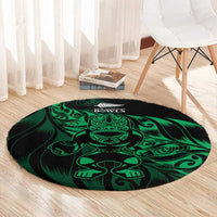 New Zealand Lawn Bowls Round Carpet Green Maori Warrior Tribal Silver Fern LT9 - Polynesian Pride