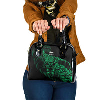 New Zealand Lawn Bowls Shoulder Handbag Green Maori Warrior Tribal Silver Fern LT9 One Size Green - Polynesian Pride