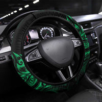 New Zealand Lawn Bowls Steering Wheel Cover Green Maori Warrior Tribal Silver Fern LT9 Universal Fit Green - Polynesian Pride