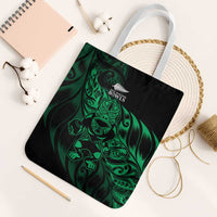 New Zealand Lawn Bowls Tote Bag Green Maori Warrior Tribal Silver Fern LT9 White Strap One Size Green - Polynesian Pride