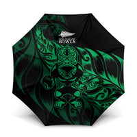 New Zealand Lawn Bowls Umbrella Green Maori Warrior Tribal Silver Fern LT9 One Size Folded 11.42 inch Opened Diameter 37.4 inch Green - Polynesian Pride