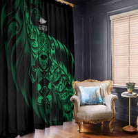 New Zealand Lawn Bowls Window Curtain Green Maori Warrior Tribal Silver Fern LT9 - Polynesian Pride