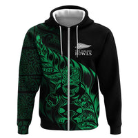 New Zealand Lawn Bowls Custom Zip Hoodie Green Maori Warrior Tribal Silver Fern LT9 Zip Hoodie Green - Polynesian Pride