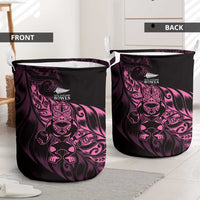 New Zealand Lawn Bowls Laundry Basket Pink Maori Warrior Tribal Silver Fern LT9 - Polynesian Pride