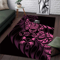 New Zealand Lawn Bowls Area Rug Pink Maori Warrior Tribal Silver Fern - Polynesian Pride