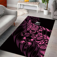 New Zealand Lawn Bowls Area Rug Pink Maori Warrior Tribal Silver Fern - Polynesian Pride