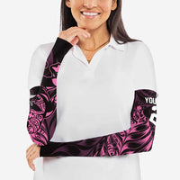 New Zealand Lawn Bowls Custom Arm Sleeves Pink Maori Warrior Tribal Silver Fern LT9 - Polynesian Pride