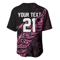 New Zealand Lawn Bowls Custom Baseball Jersey Pink Maori Warrior Tribal Silver Fern LT9 - Polynesian Pride