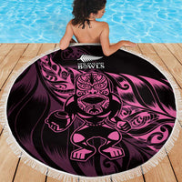 New Zealand Lawn Bowls Beach Blanket Pink Maori Warrior Tribal Silver Fern LT9 - Polynesian Pride