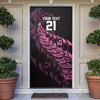 New Zealand Lawn Bowls Custom Door Cover Pink Maori Warrior Tribal Silver Fern LT9 Pink - Polynesian Pride