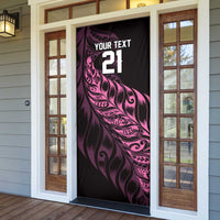 New Zealand Lawn Bowls Custom Door Cover Pink Maori Warrior Tribal Silver Fern LT9 - Polynesian Pride