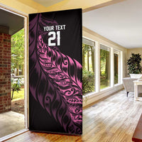 New Zealand Lawn Bowls Custom Door Cover Pink Maori Warrior Tribal Silver Fern LT9 - Polynesian Pride