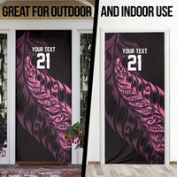 New Zealand Lawn Bowls Custom Door Cover Pink Maori Warrior Tribal Silver Fern LT9 - Polynesian Pride
