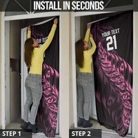 New Zealand Lawn Bowls Custom Door Cover Pink Maori Warrior Tribal Silver Fern LT9 - Polynesian Pride