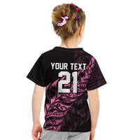 New Zealand Lawn Bowls Custom Kid T Shirt Pink Maori Warrior Tribal Silver Fern LT9 - Polynesian Pride