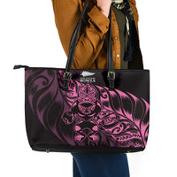 New Zealand Lawn Bowls Leather Tote Bag Pink Maori Warrior Tribal Silver Fern LT9 - Polynesian Pride