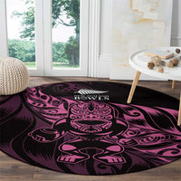 New Zealand Lawn Bowls Round Carpet Pink Maori Warrior Tribal Silver Fern LT9 - Polynesian Pride