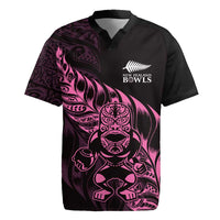 New Zealand Lawn Bowls Custom Rugby Jersey Pink Maori Warrior Tribal Silver Fern LT9 Pink - Polynesian Pride