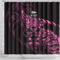 New Zealand Lawn Bowls Shower Curtain Pink Maori Warrior Tribal Silver Fern LT9 - Polynesian Pride