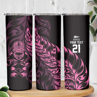 New Zealand Lawn Bowls Custom Skinny Tumbler Pink Maori Warrior Tribal Silver Fern LT9 - Polynesian Pride