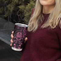 New Zealand Lawn Bowls Custom Tumbler Cup Pink Maori Warrior Tribal Silver Fern LT9 - Polynesian Pride