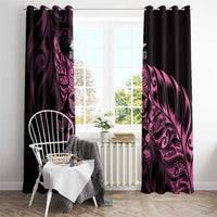 New Zealand Lawn Bowls Window Curtain Pink Maori Warrior Tribal Silver Fern LT9 - Polynesian Pride
