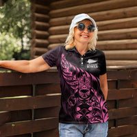 New Zealand Lawn Bowls Custom Women Polo Shirt Pink Maori Warrior Tribal Silver Fern LT9 - Polynesian Pride