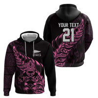 New Zealand Lawn Bowls Custom Zip Hoodie Pink Maori Warrior Tribal Silver Fern LT9 - Polynesian Pride