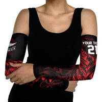 New Zealand Lawn Bowls Custom Arm Sleeves Red Maori Warrior Tribal Silver Fern LT9 - Polynesian Pride