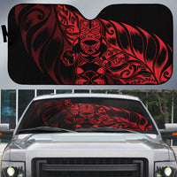 New Zealand Lawn Bowls Auto Sun Shade Red Maori Warrior Tribal Silver Fern LT9 Red - Polynesian Pride